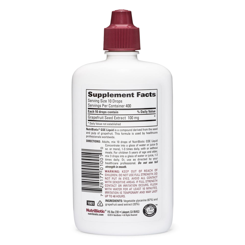 NutriBiotic GSE liquid being poured for easy dosing