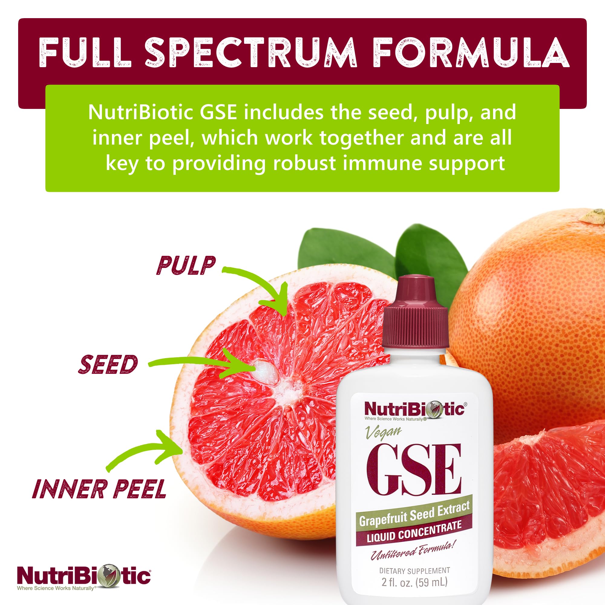 NutriBiotic GSE pour action demonstrates easy addition to water or juice.