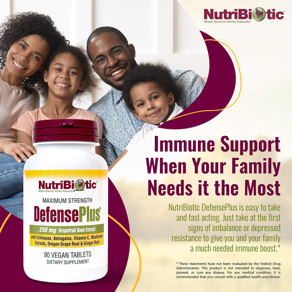 NutriBiotic DefensePlus packaging showing vegan and gluten-free claim.