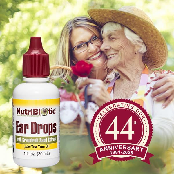NutriBiotic Ear Drops vegan gluten-free badge signals allergy-conscious choice