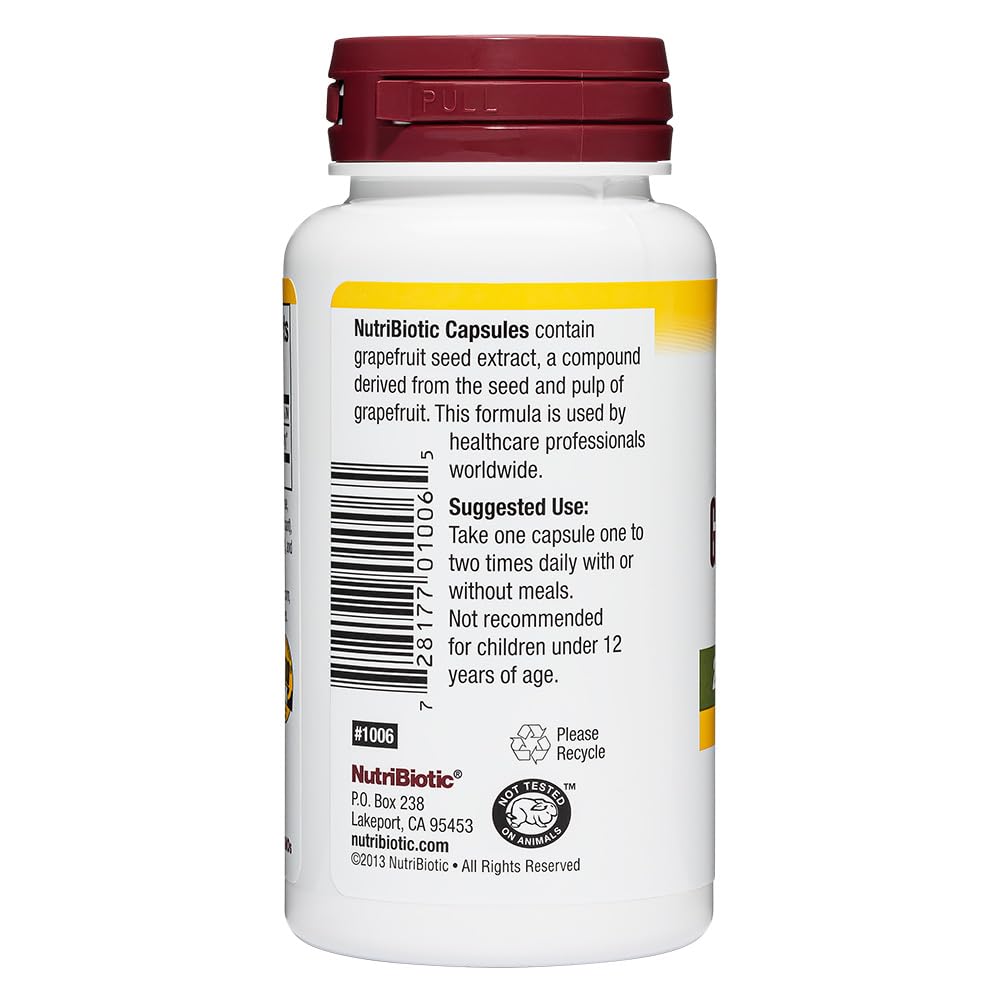 NutriBiotic Grapefruit Seed Extract label showcasing made-in-USA manufacturing.