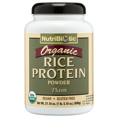 NutriBiotic organic plain rice protein bag ideal for plant-based nutrition and smoothies