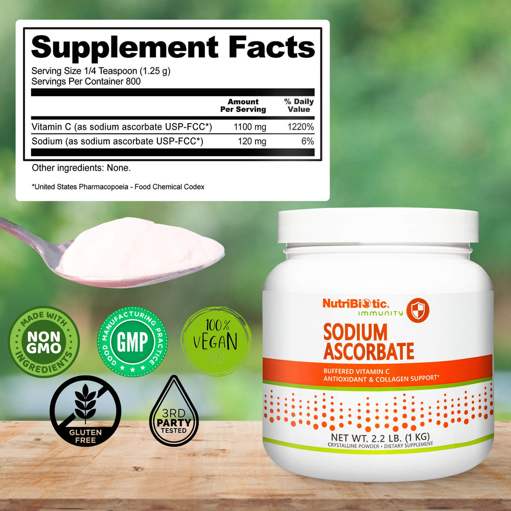 NutriBiotic sodium ascorbate kid-friendly serve for family nutrition