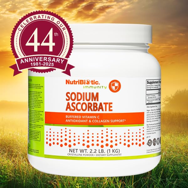 NutriBiotic label close-up emphasizes vegan, buffered vitamin C features