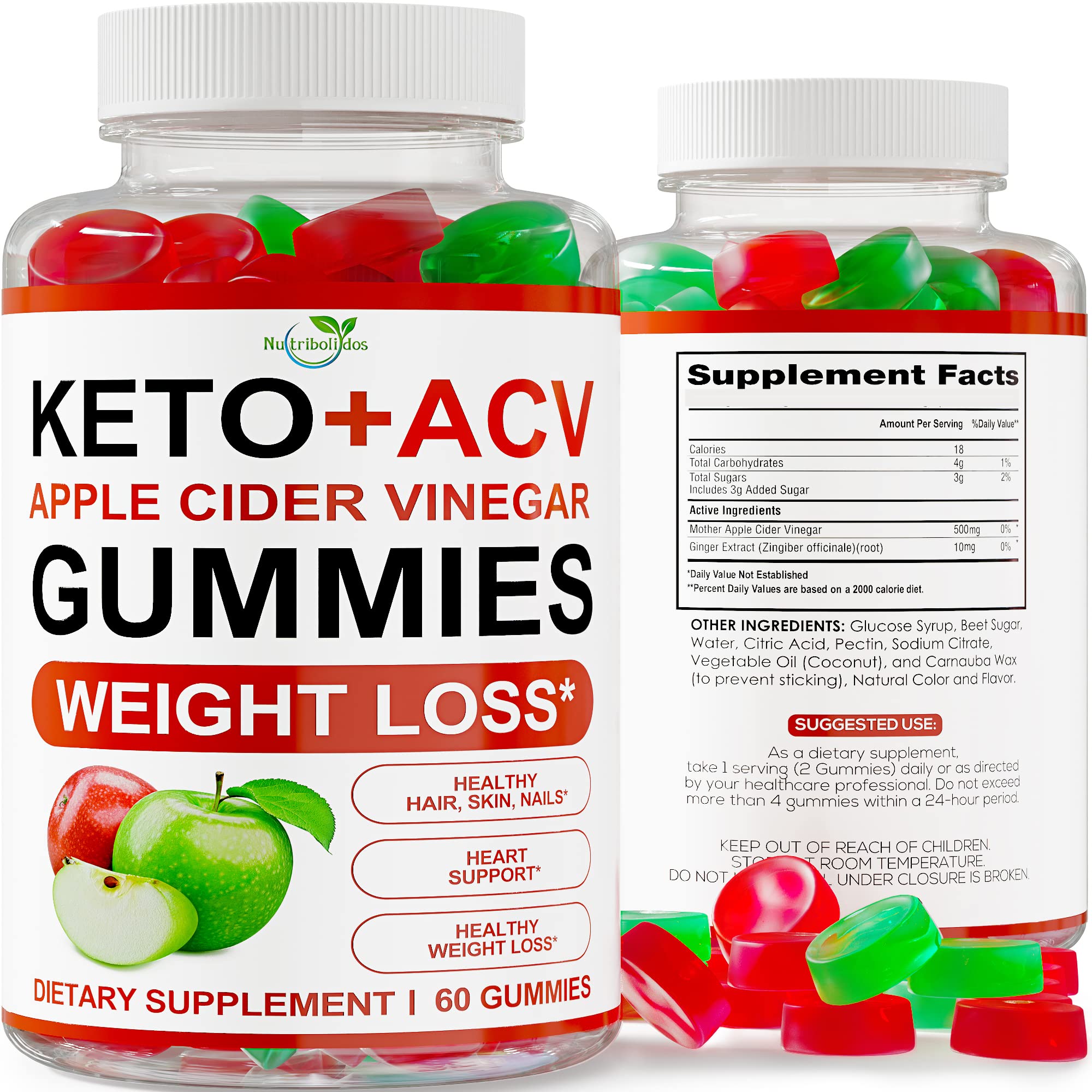 Nutribolidos Keto ACV Gummies bottle for convenient digestion and metabolism support