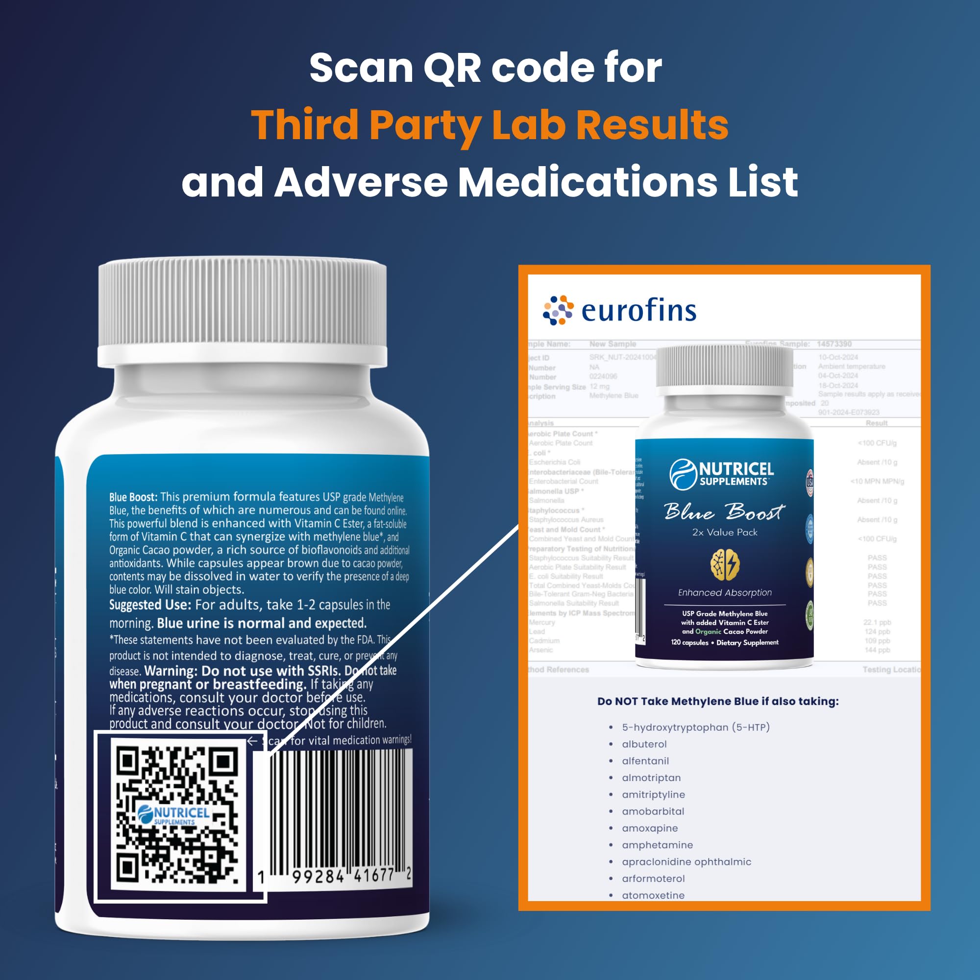 Vitamin C Ester and cacao ingredients appear on Nutricel label.