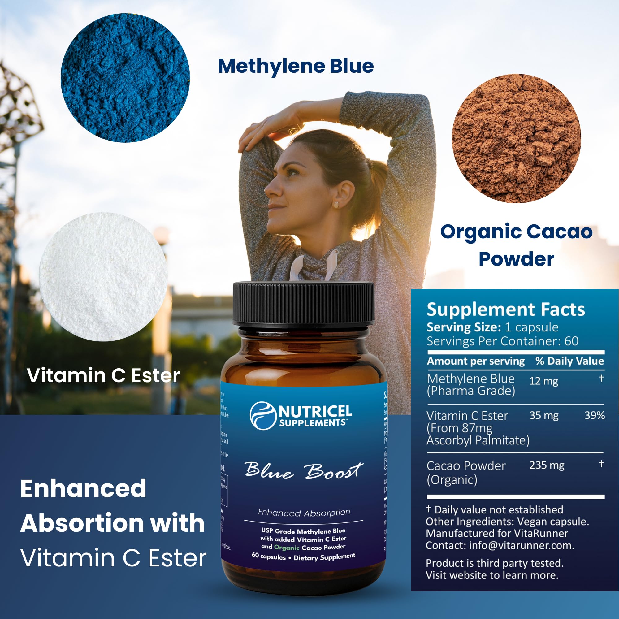 Nutricel vegetarian capsules arranged for a 60-day supply.