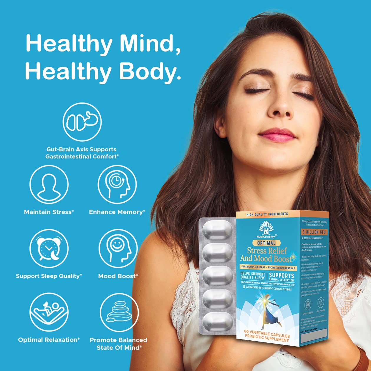 Nutricelebrity brain-gut-axis visual linking mood and digestion