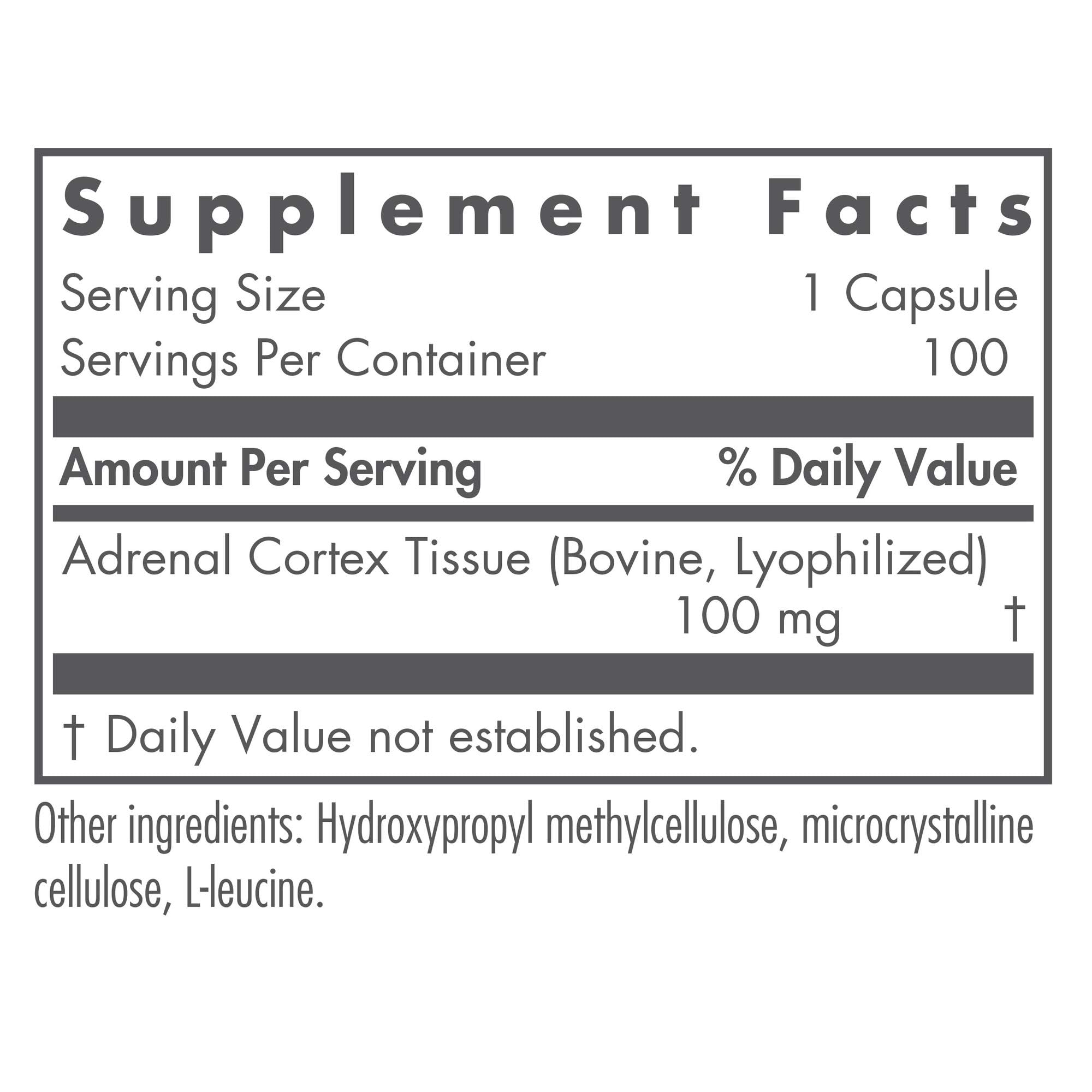 Nutricology Adrenal Support capsules close-up highlighting easy-to-take daily form.