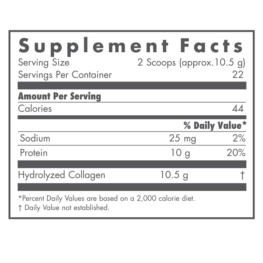 Closeup of Nutricology Arthred label highlighting glycine-rich collagen for skin, hair, and nails