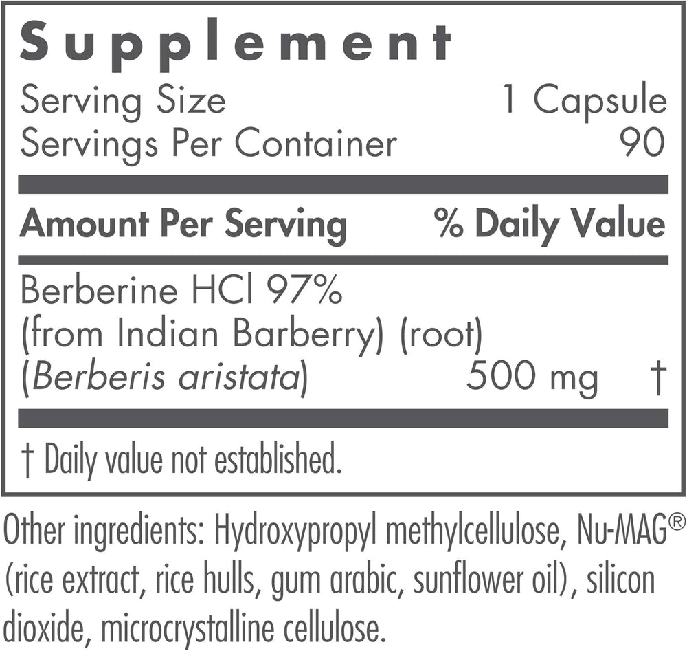 Nutricology Berberine capsules close-up showing vegetarian hypoallergenic formula