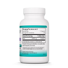 Nutricology Biotin 5000 capsules close-up for high-dose vegetarian capsules.