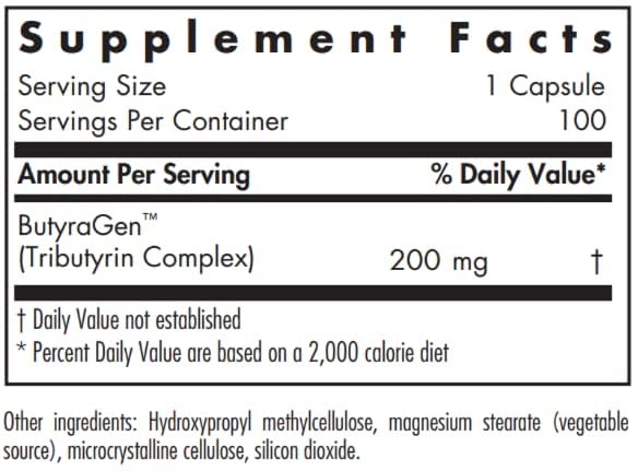 Nutricology ButyrAid capsules close-up highlighting vegetarian capsules for easy intake.