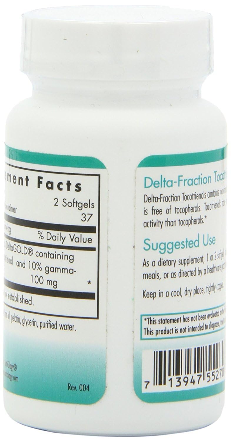 Nutricology Delta-Fraction Tocotrienols bottle label notes tocotrienol blend for potential cardiovascular support