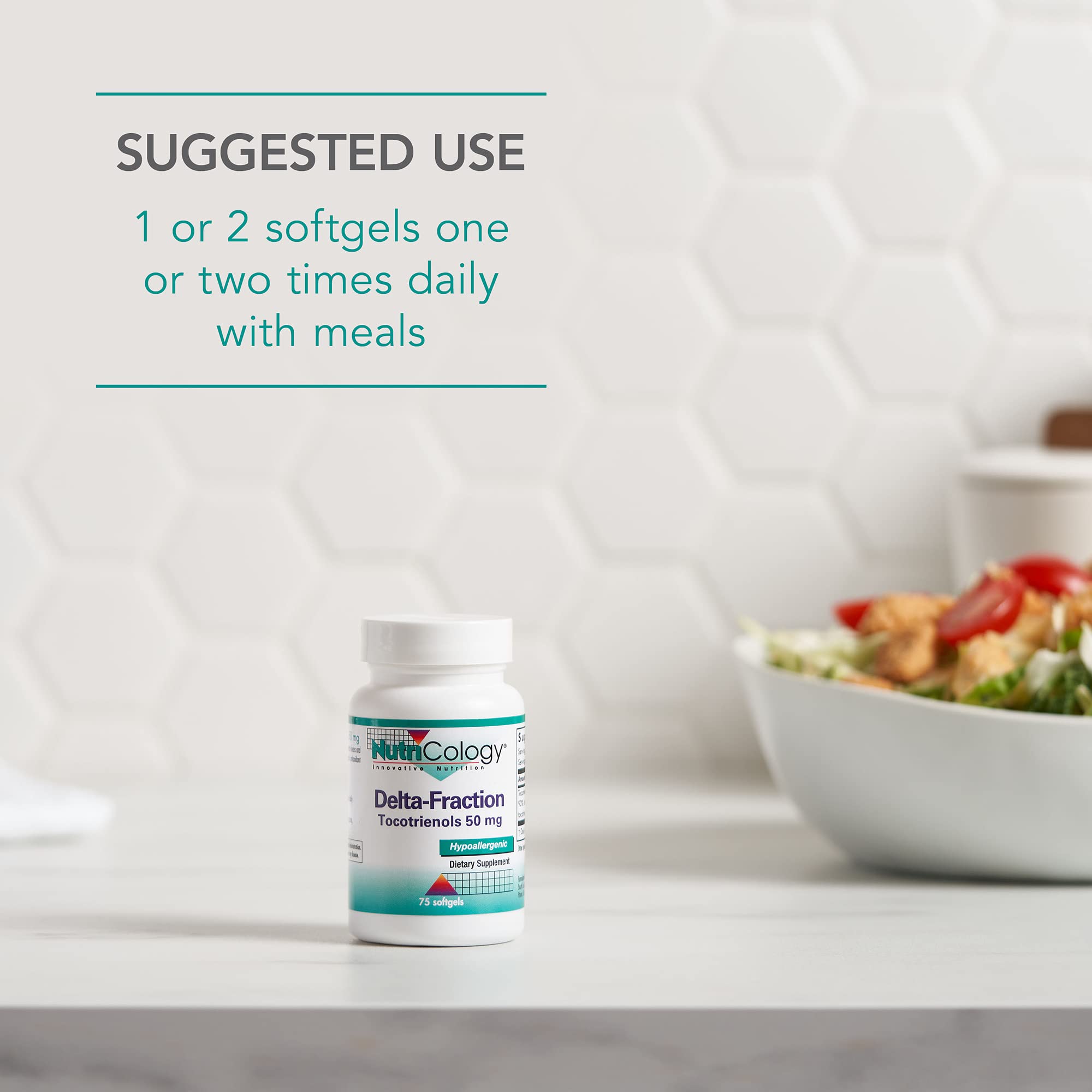 Ingredient list highlights delta- and gamma-tocotrienols in a hypoallergenic formula