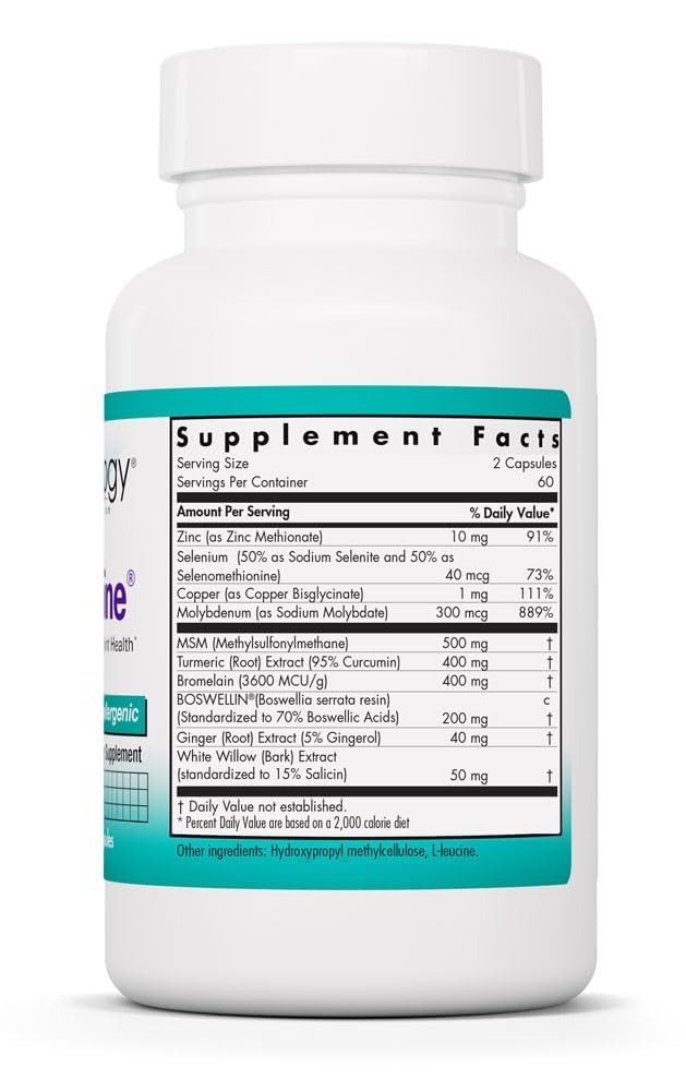 Nutricology Enzocaine Vegicaps capsules close-up highlighting plant-based ingredients and easy intake