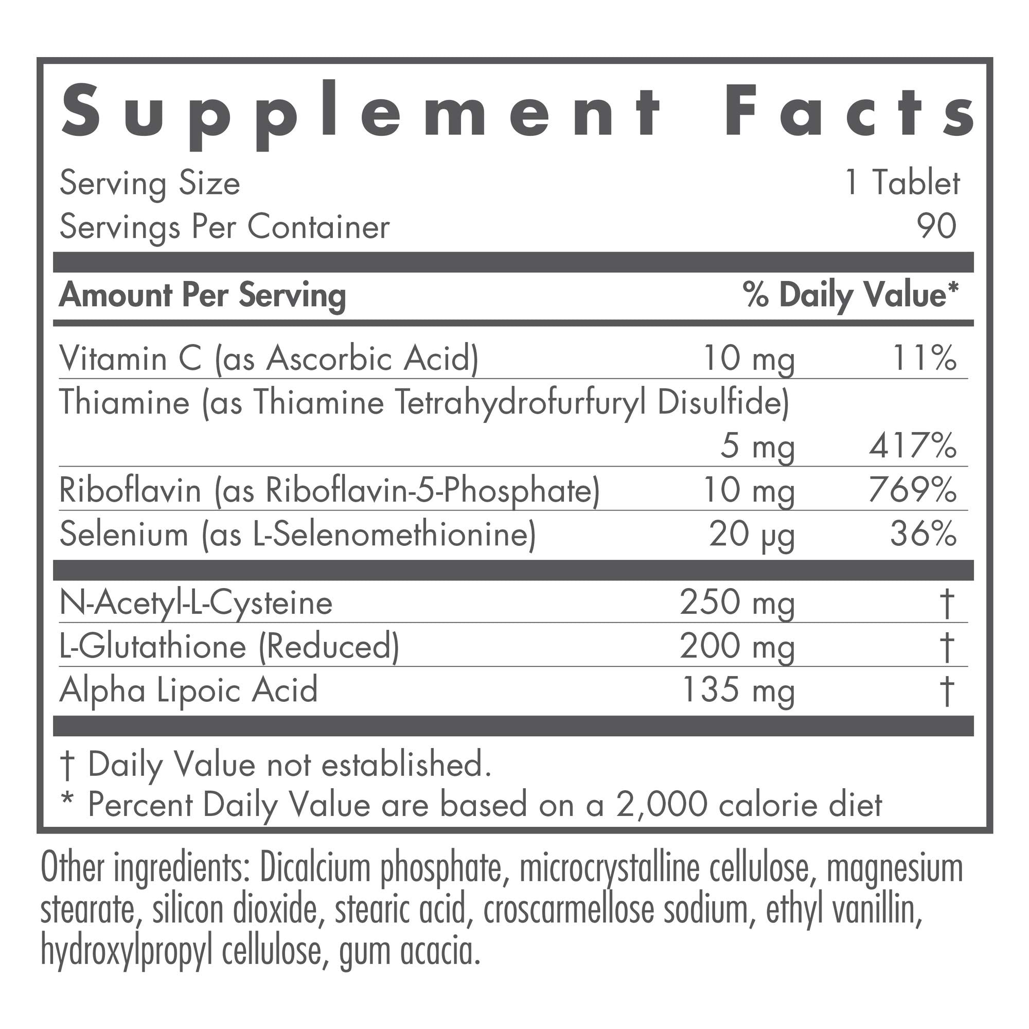 Nutricology Glutathione Complex label close-up showing quality ingredients.