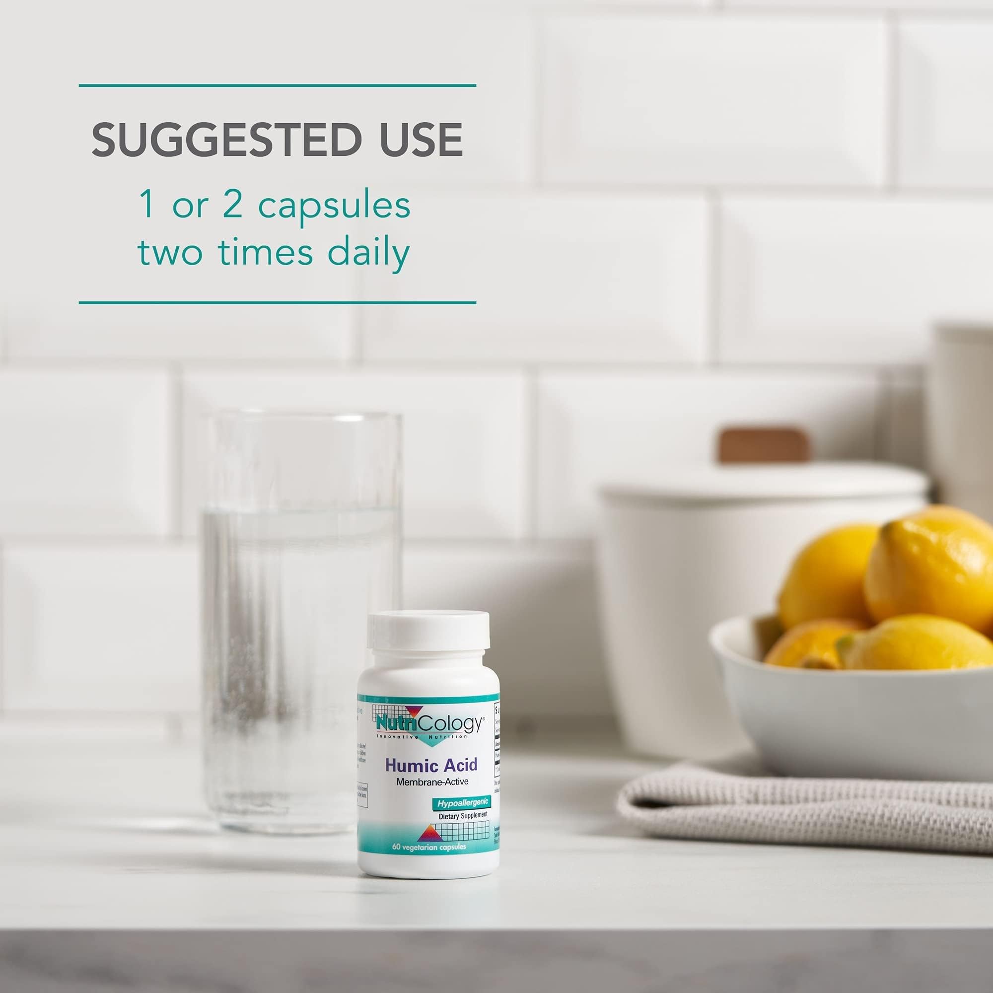 Nutricology Humic Acid capsules arranged for easy daily dosing.