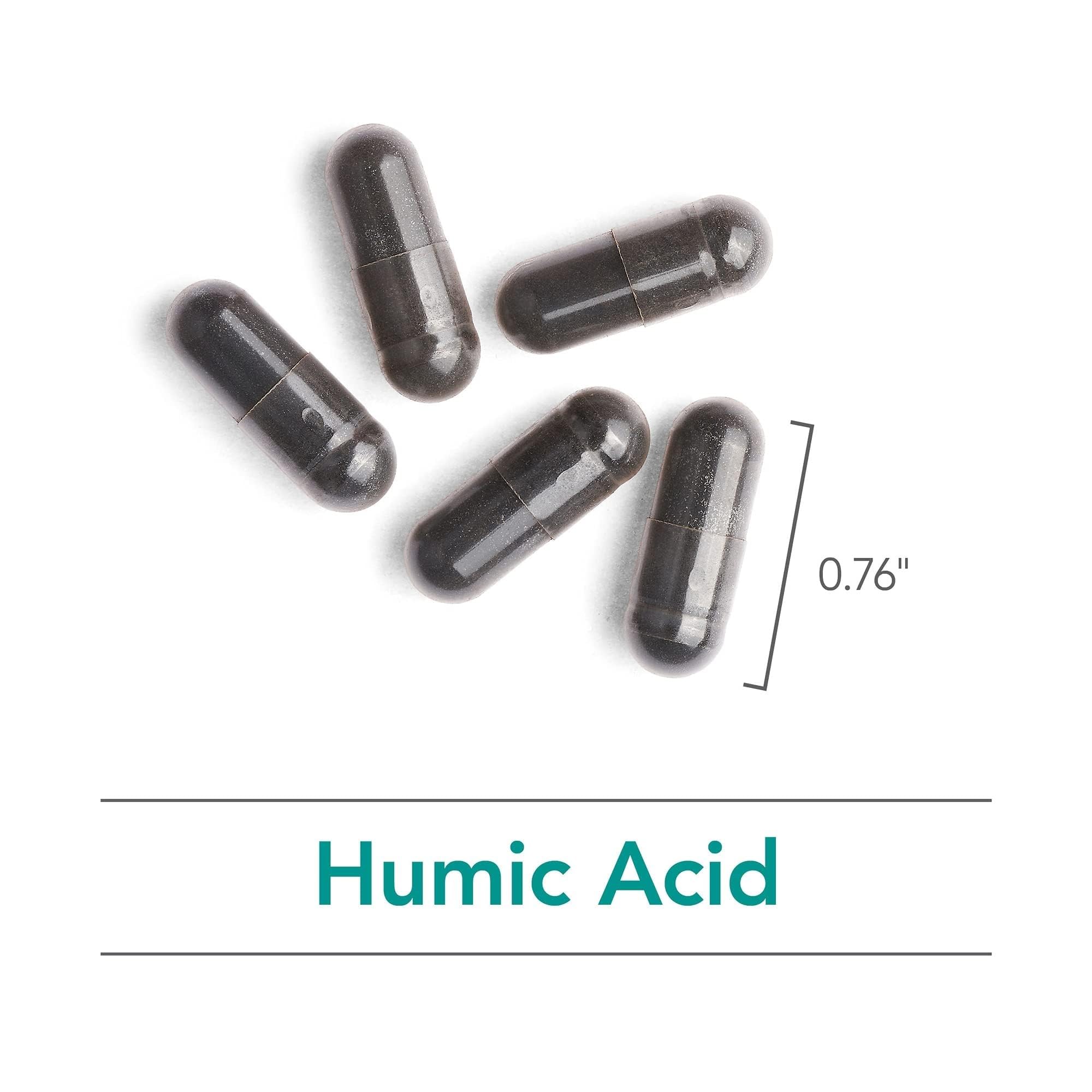 Nutricology Humic Acid bottle with water illustrating detox support.