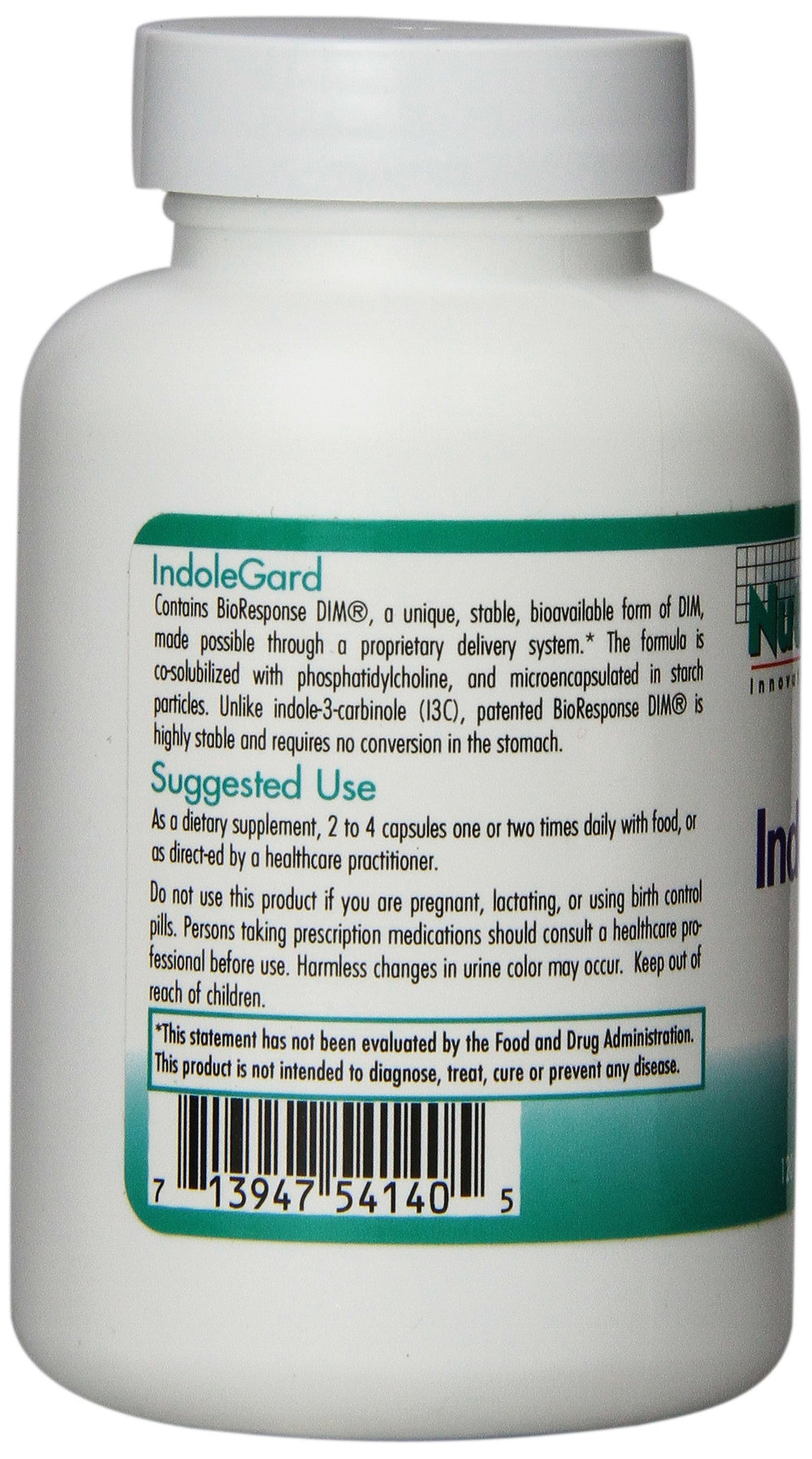 Nutricology IndoleGard capsules close-up highlighting vegetarian formula for hormone support