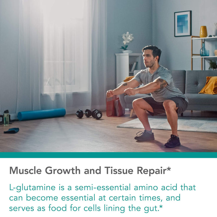 Nutricology L-Glutamine powder dissolves in water, easy dosing for flexibility.