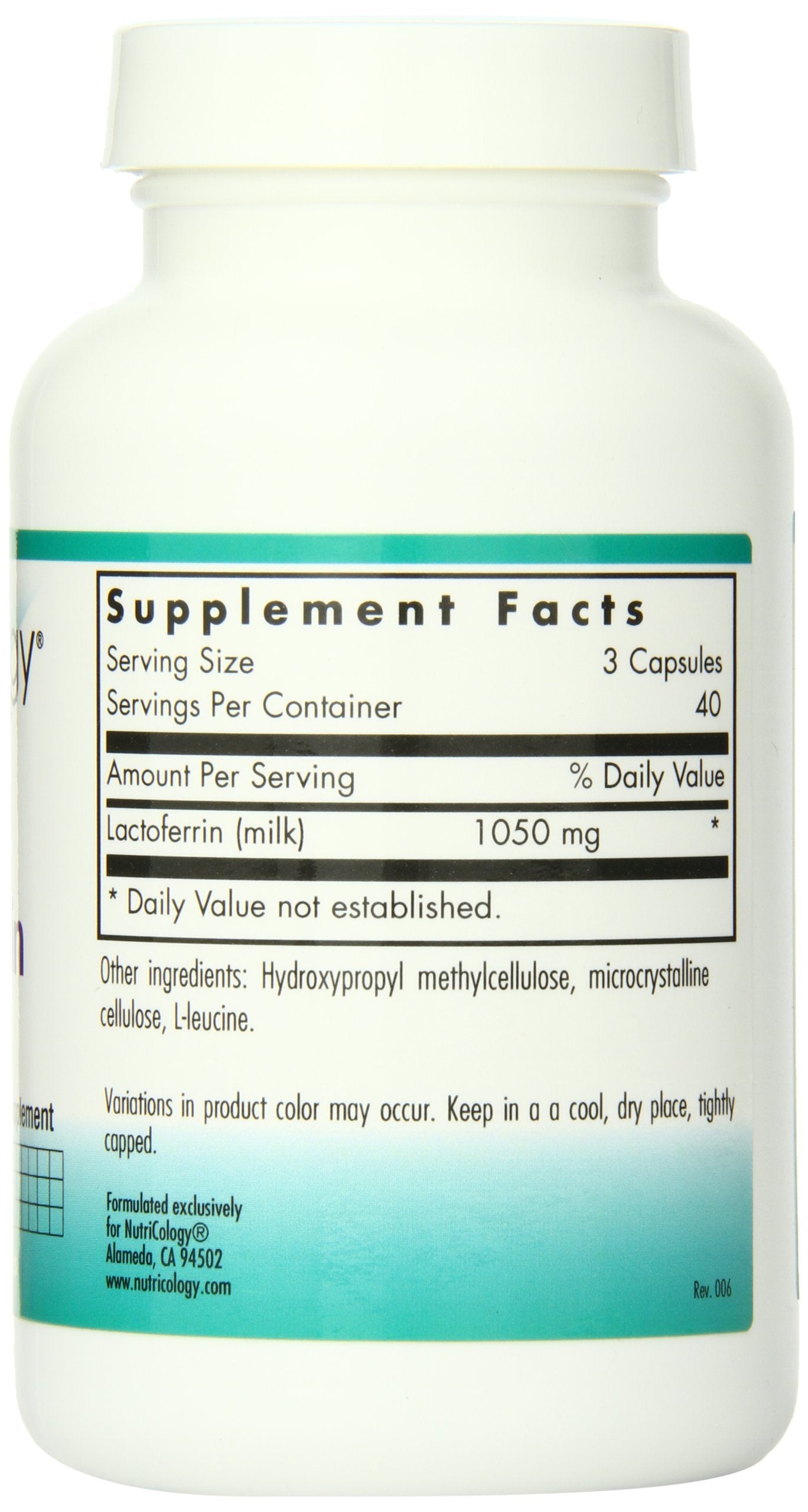 Nutricology Laktoferrin bottle on kitchen counter ready for bedtime routine.