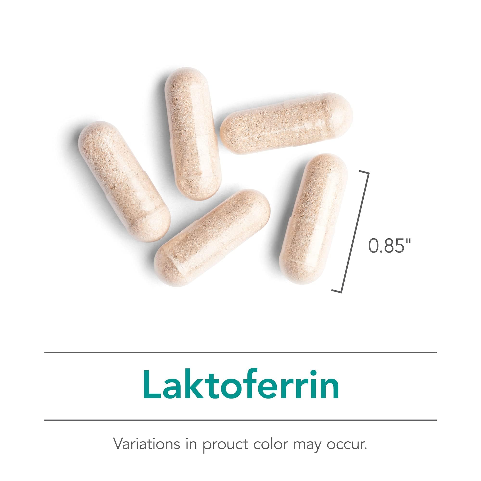 Nutricology Laktoferrin Vegicaps arranged for nightly use.