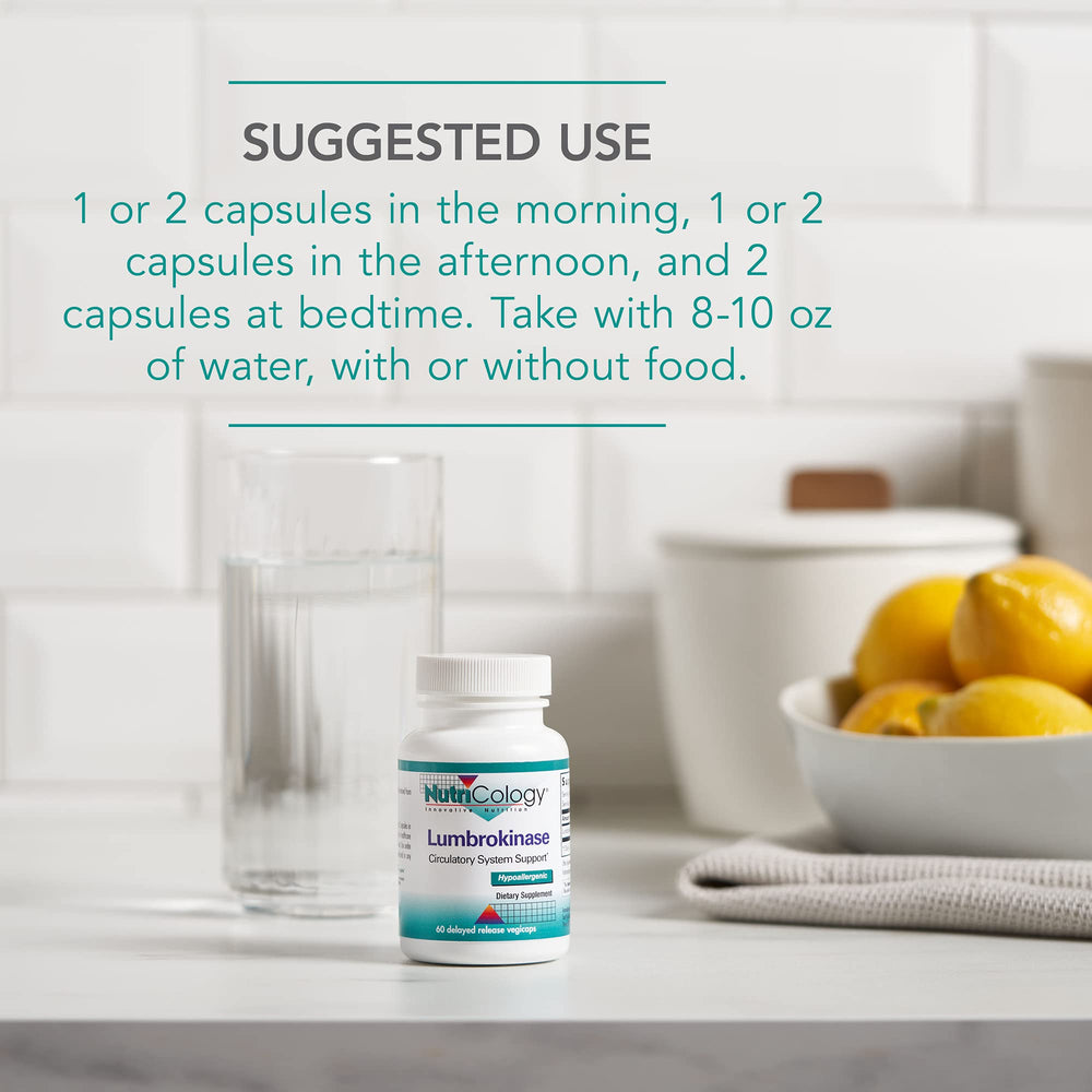 Nutricology Lumbrokinase hypoallergenic heritage conveys trusted brand tradition.