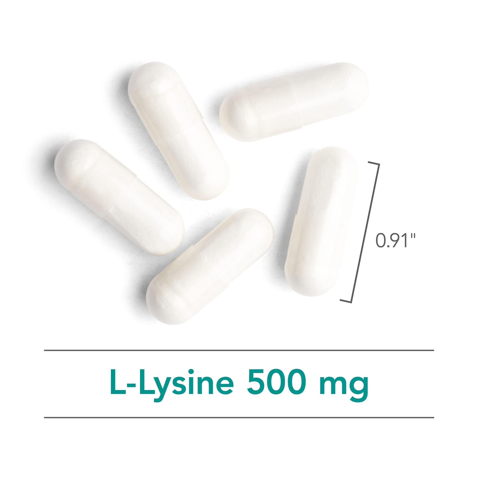 Nutricology L-Lysine capsules on wood surface emphasizing hypoallergenic heritage and natural ingredients