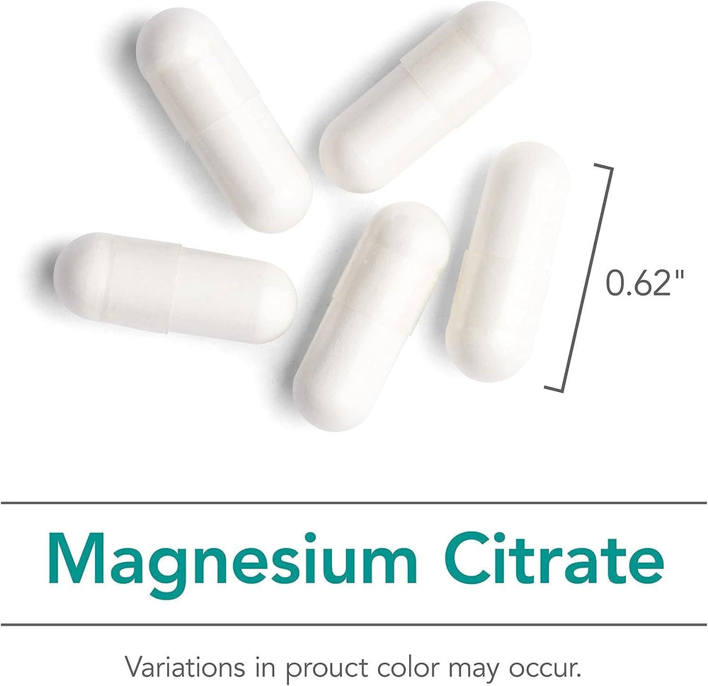 Nutricology Magnesium Citrate packaging box emphasizes allergen-free, wheat-free formula.