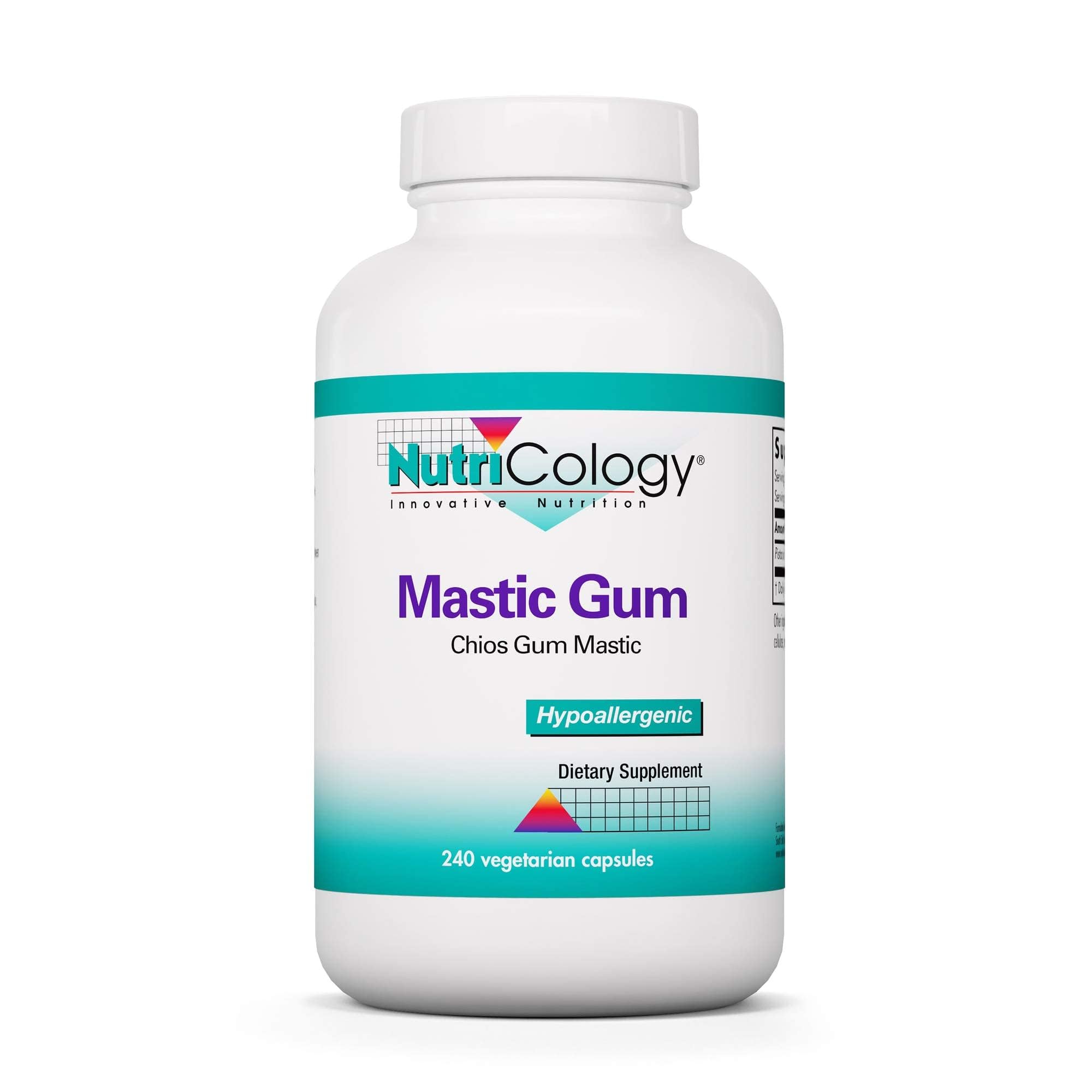 Nutricology Mastic Gum capsules in bottle support GI health.