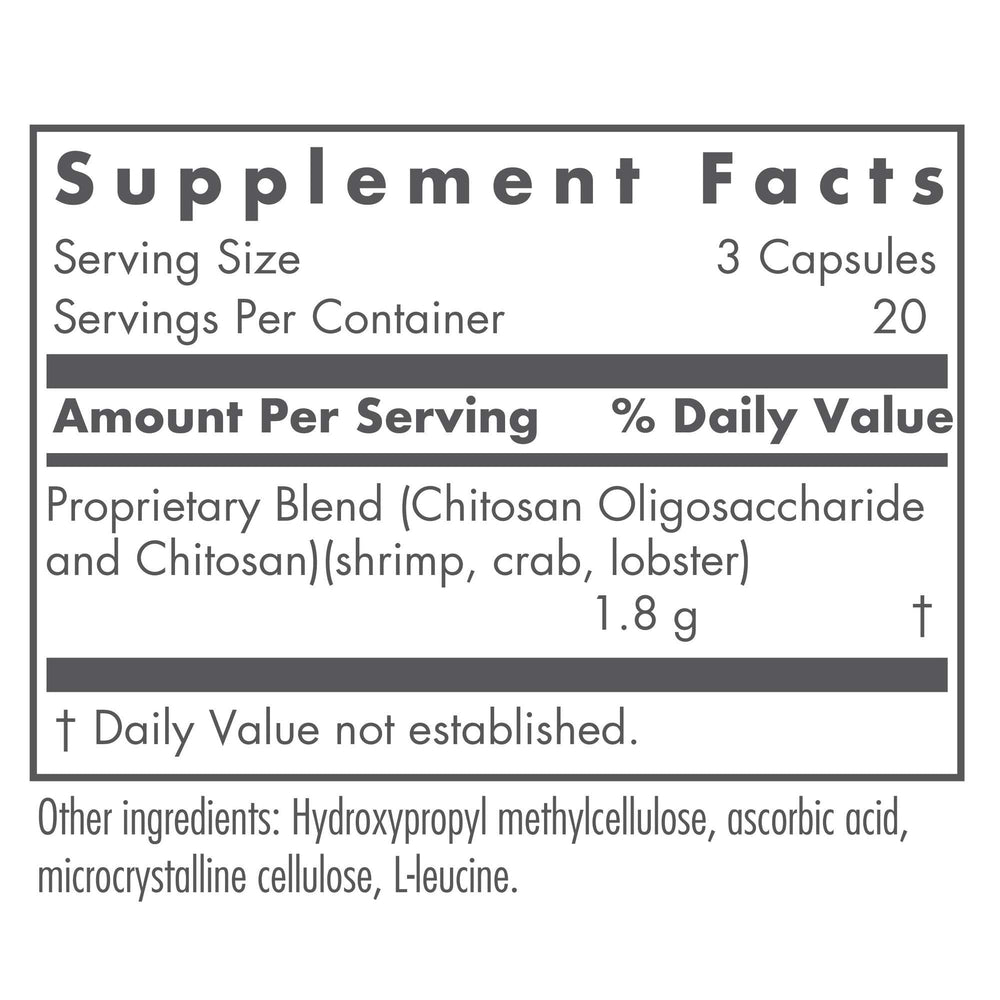 Nutricology MicroChitosan capsules close-up showing smooth texture for easy intake