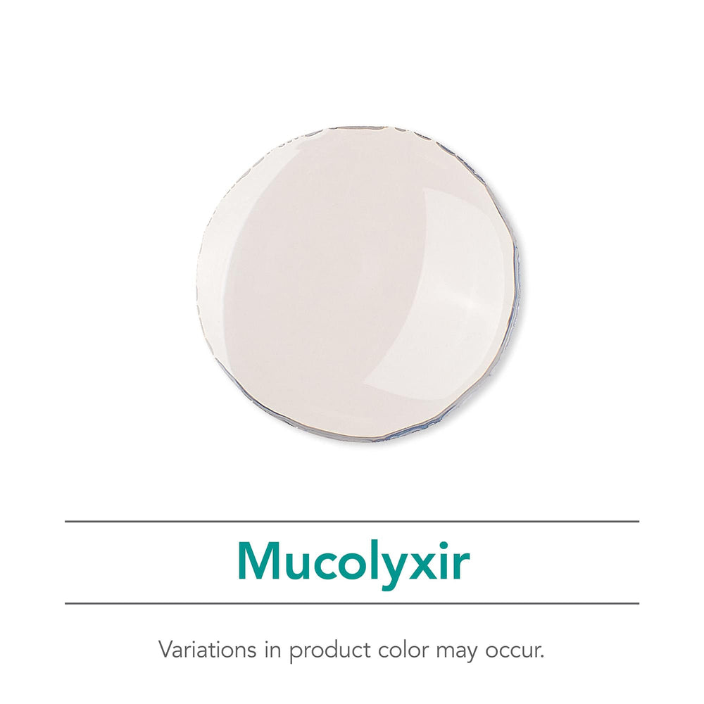 Nutricology Mucolyxir bottle close-up shows product clarity