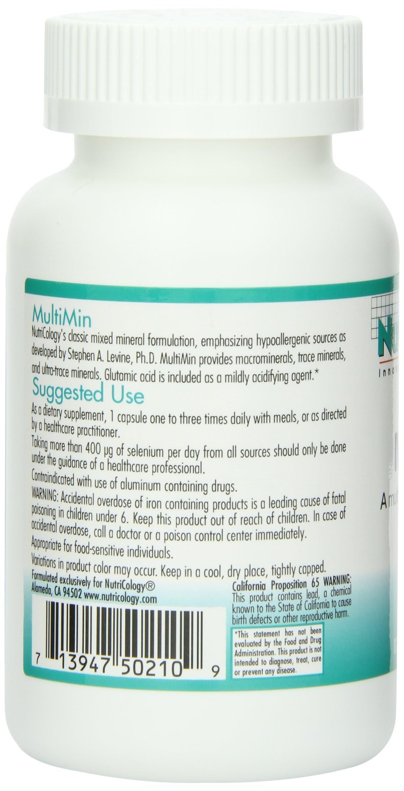 Nutricology MultiMin with glutamic acid illustrates mineral absorption support.
