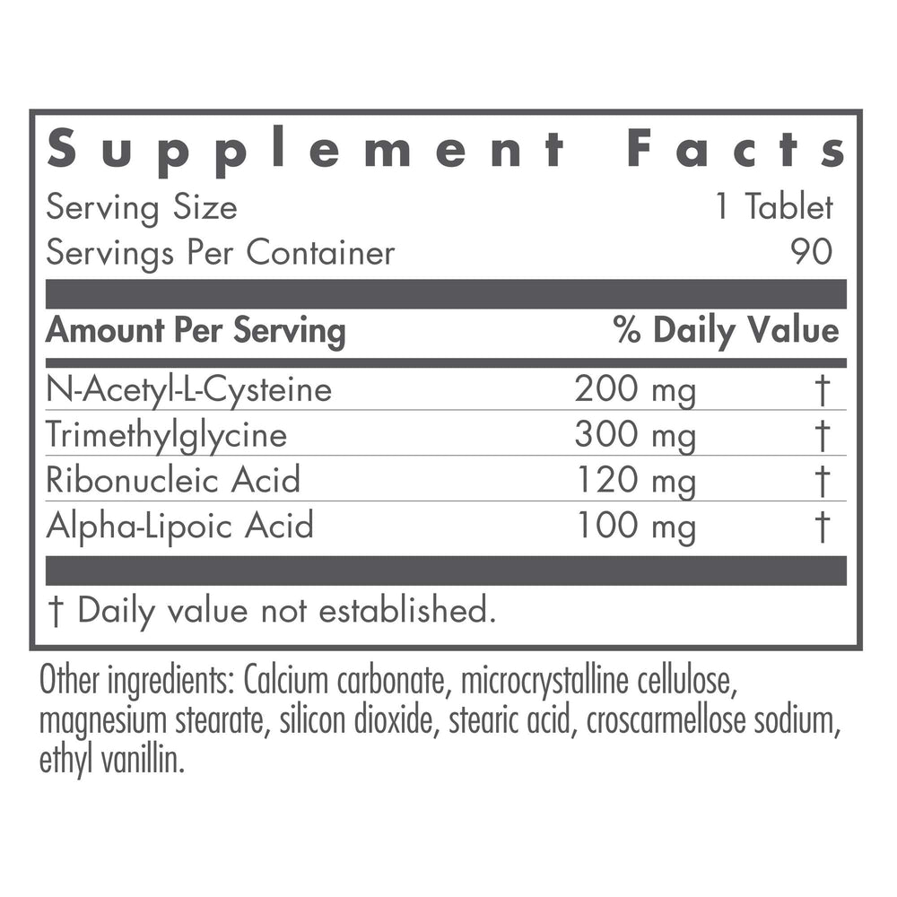 Nutricology NAC Enhanced tablet close-up highlighting 500 mg NAC per tablet.