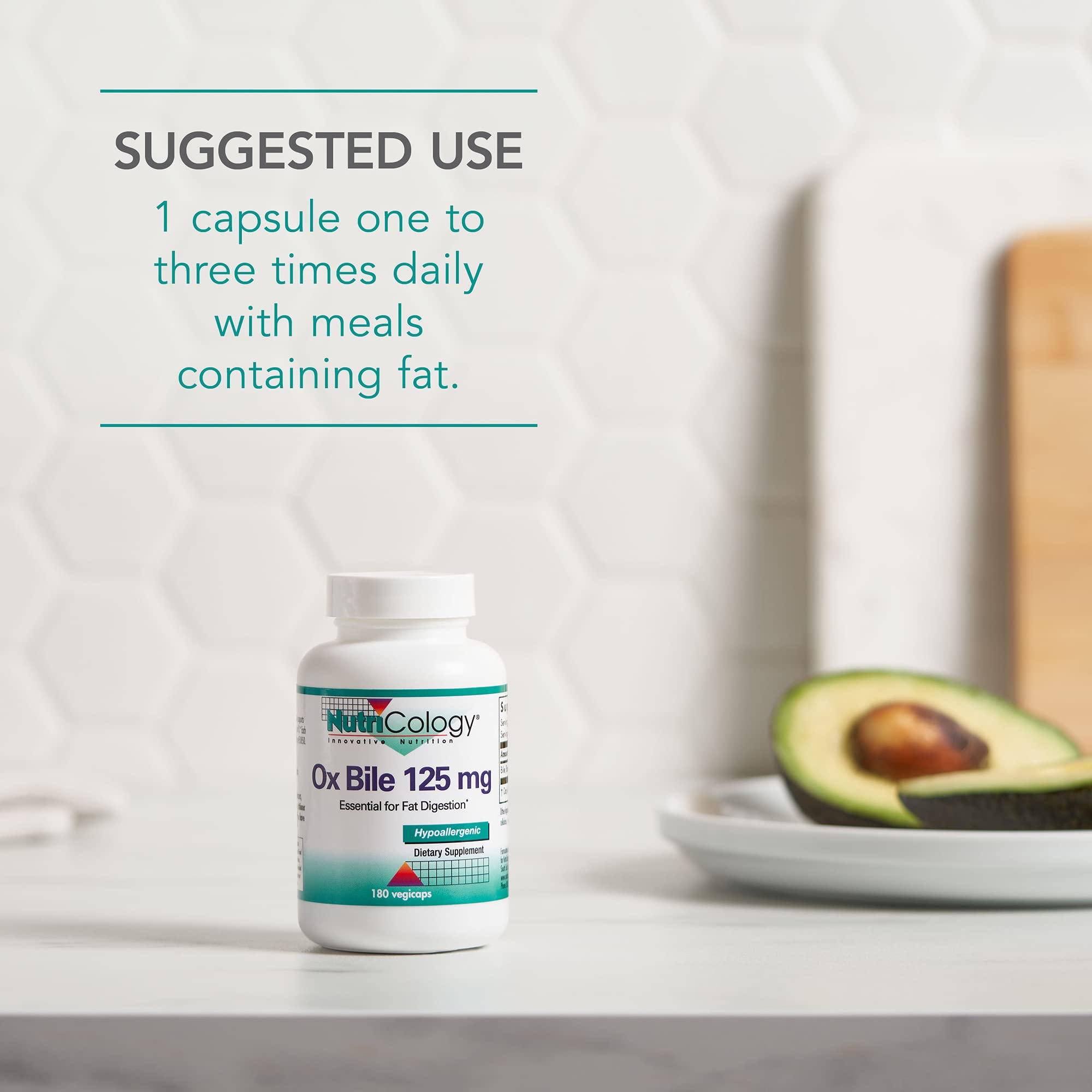 Nutricology Ox Bile 125 mg concept for no gallbladder support