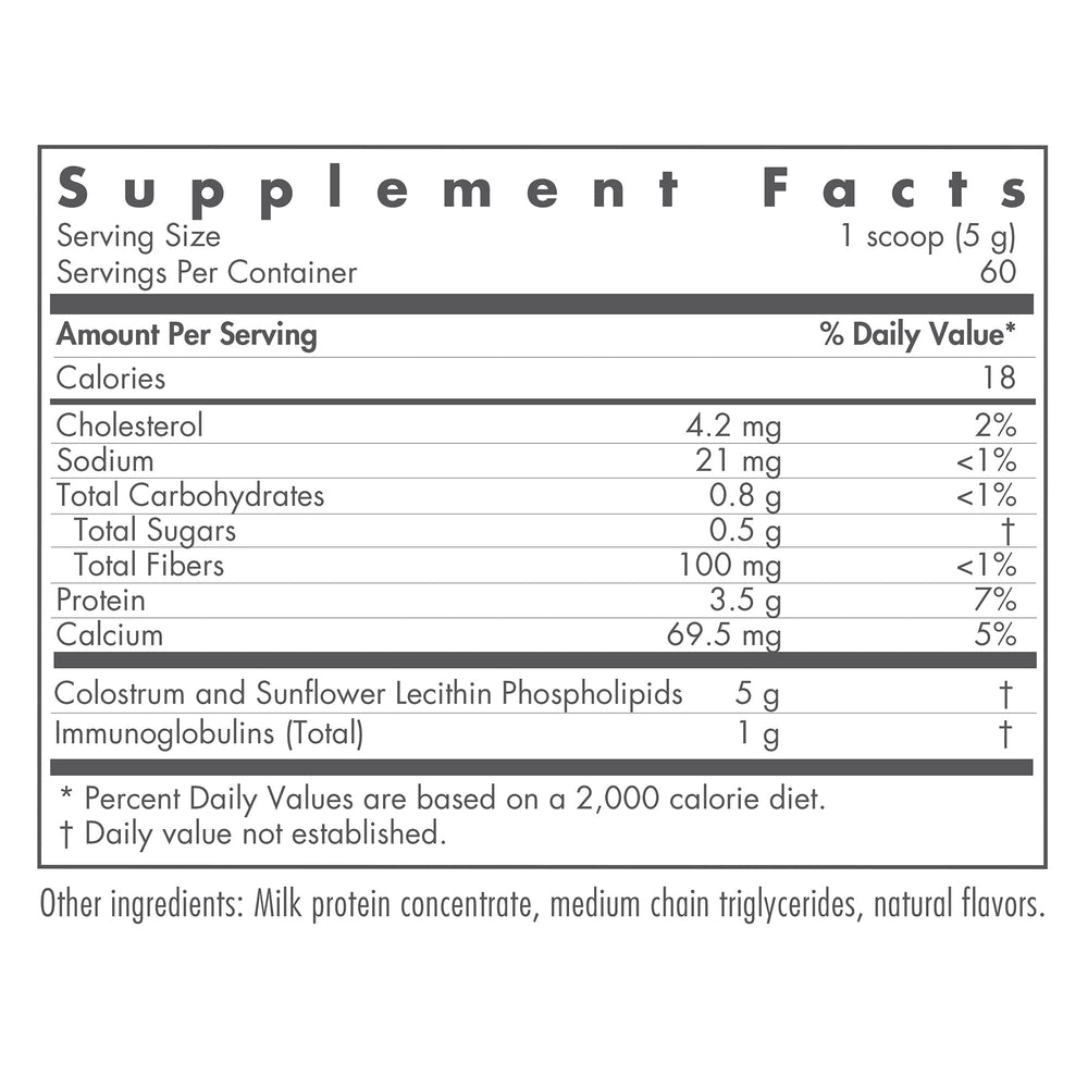 Nutricology colostrum scoop showing convenient serving