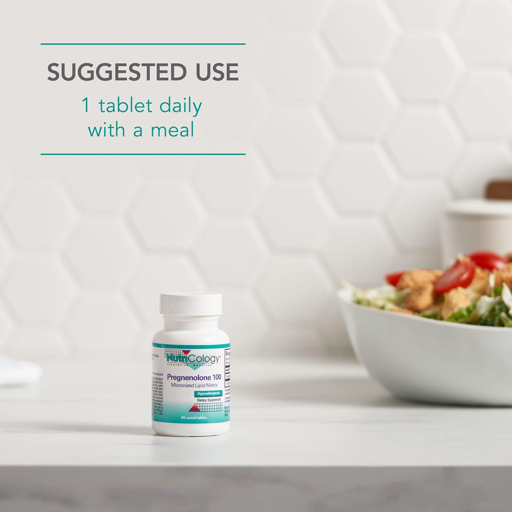 Nutricology Pregnenolone bottle showing serving directions on the label.