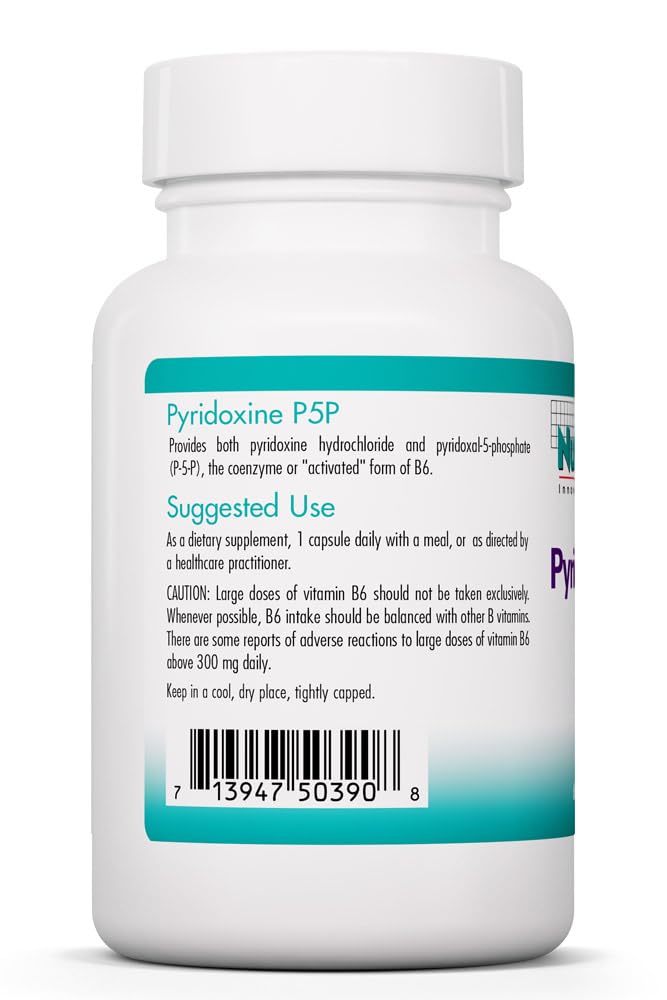 Nutricology Pyridoxine P5P label — clear ingredient disclosure for informed nutrition choices.