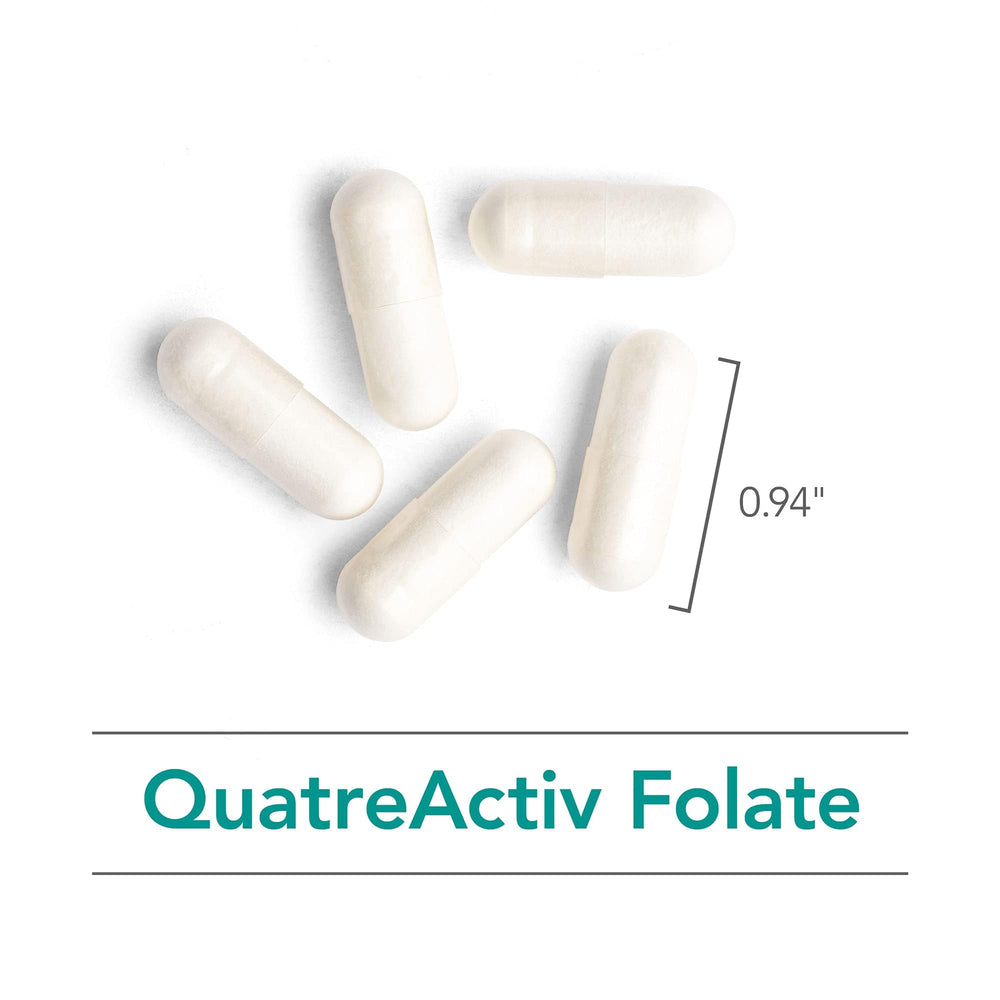 Nutricology QuatreActiv Folate vegetarian capsules on a light background
