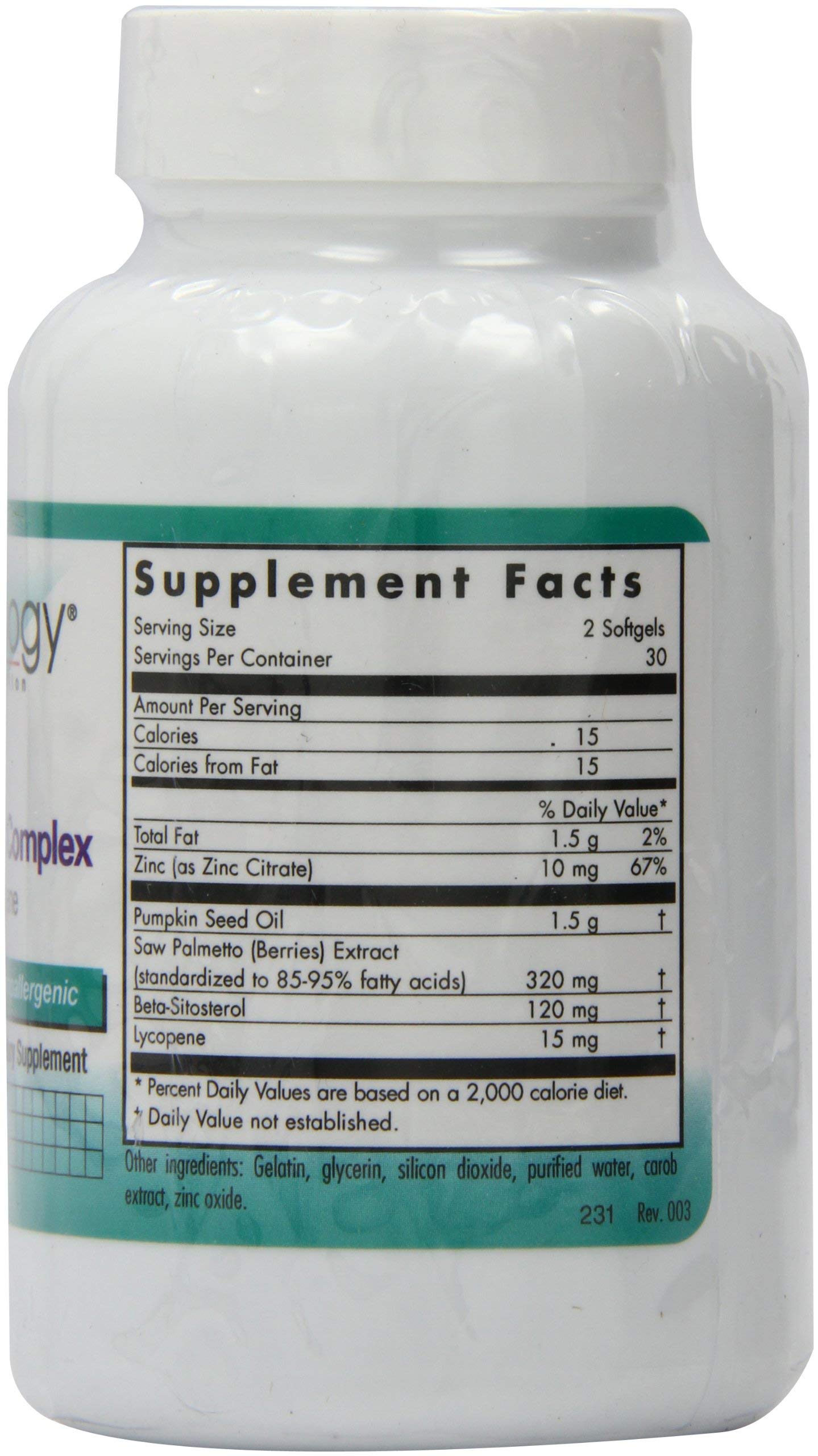 Nutricology Saw Palmetto Complex in-hand shot highlights compact softgels.