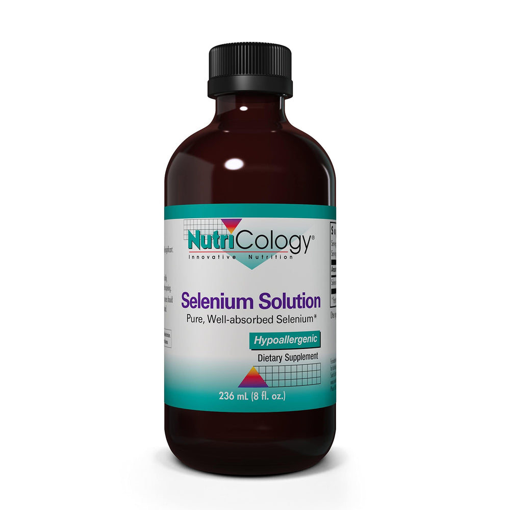 Nutricology Selenium Solution bottle showing liquid formula for thyroid support.