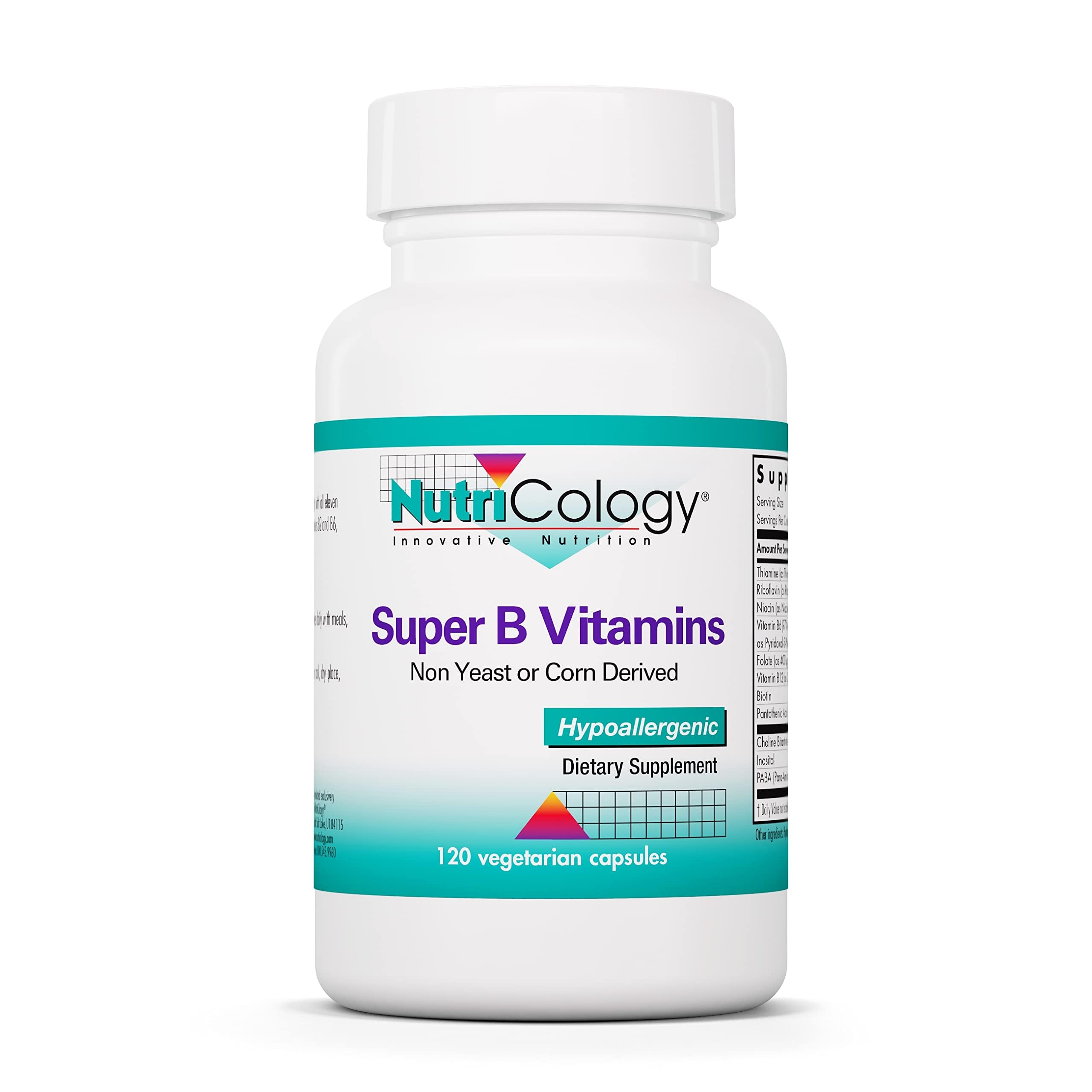 Nutricology Super Vitamin B Complex bottle front view for daily vitality.