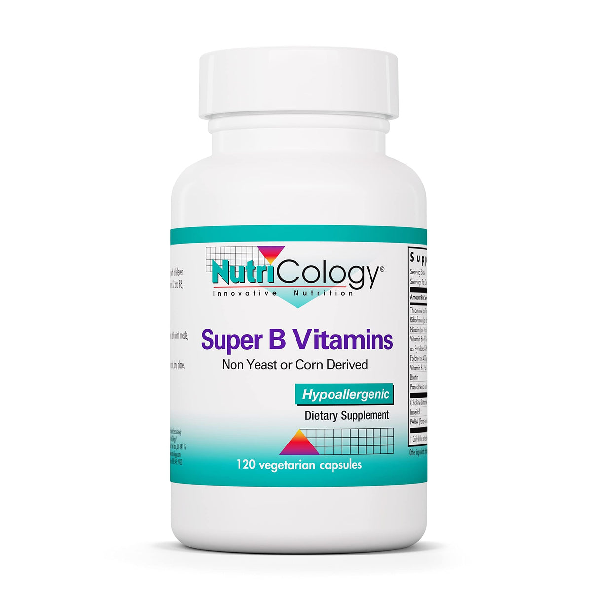 Nutricology Super Vitamin B Complex bottle front view for daily vitality.