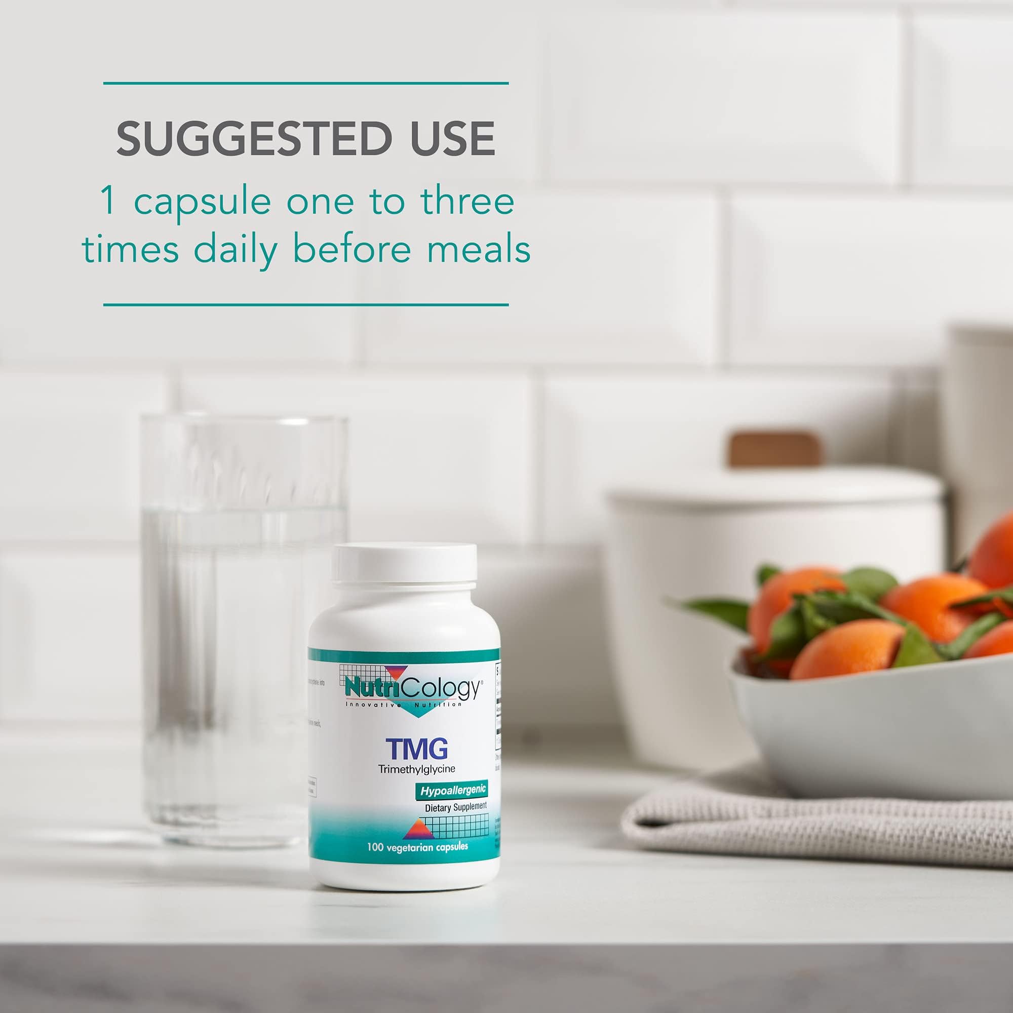 Nutricology TMG quality-control process image suggests purity.