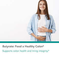 Nutricology tributyrin complex diagram illustrating four butyrate molecules for colon nutrition.