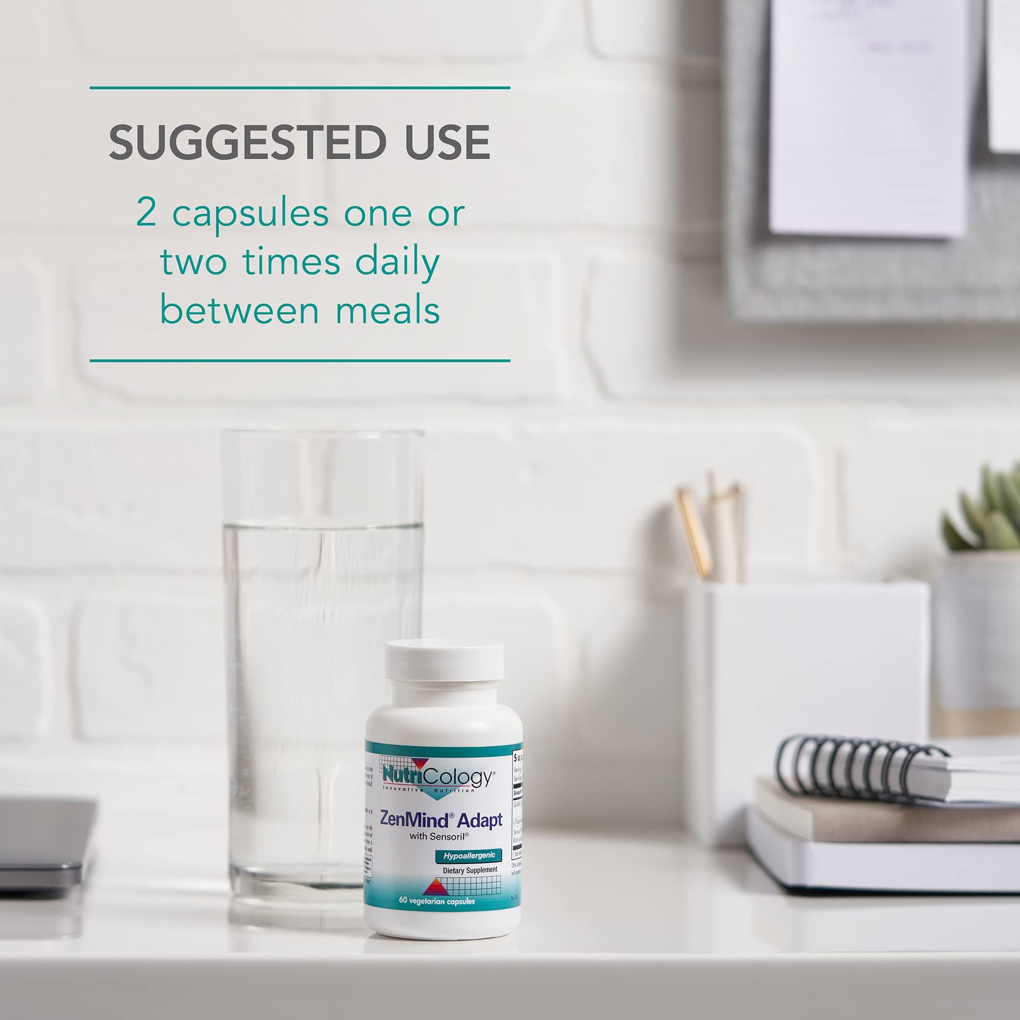 Nutricology Zen Adapt daily-use scene with glass of water for routine wellness