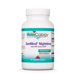 Nutricology ZenMind bottle label closeup highlighting GABA and L-Theanine for calm support.