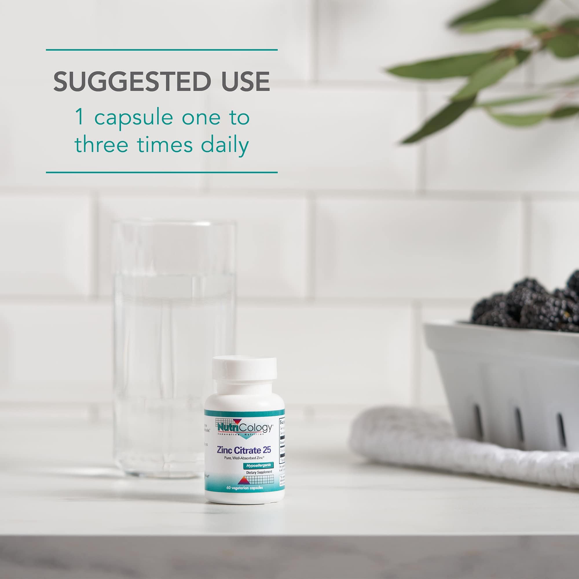 Nutricology Zinc Citrate ingredient chart emphasizing bioavailability