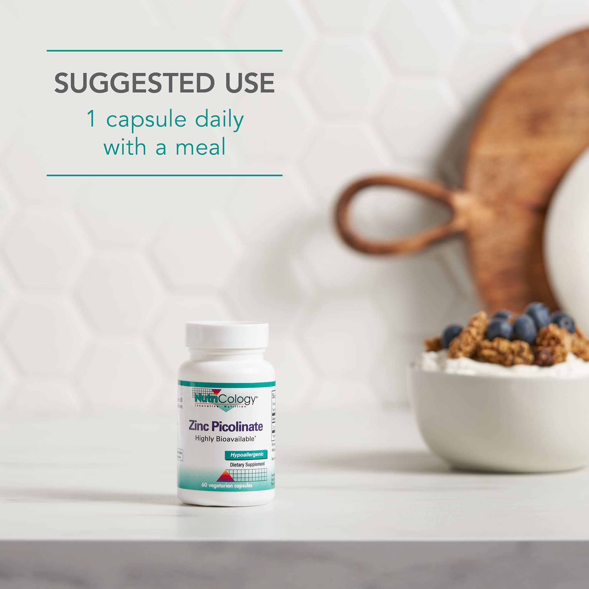 Nutricology Zinc Picolinate vegetarian capsules presented as a plant-based supplement option